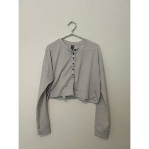 Vuori Avalon Henley Cropped Top Stretch Athleisure Gym Yoga Wicking Soft Shirt